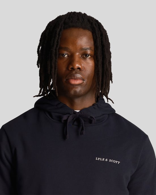Lyle & Scott Men's Loopback Embroidered Hoodie in Navy - Image 4