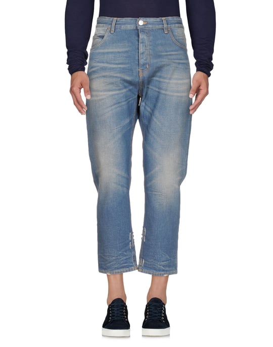 Haikure Blue Cotton Straight Leg Cropped Jeans
