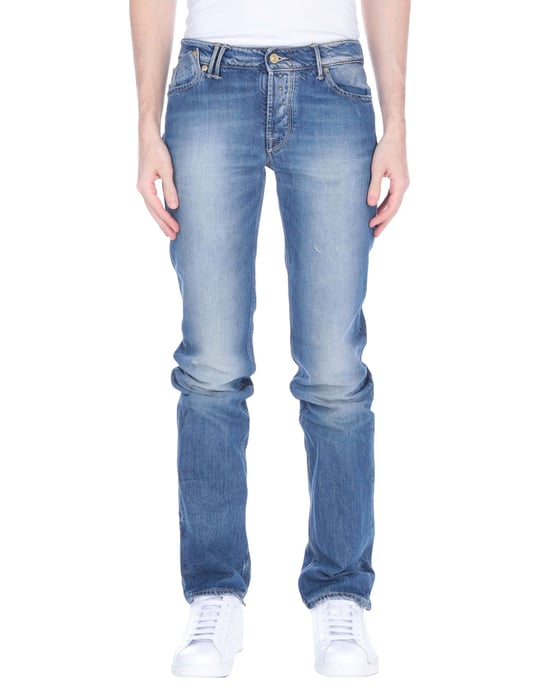 Cycle Blue Cotton Straight Leg Jeans