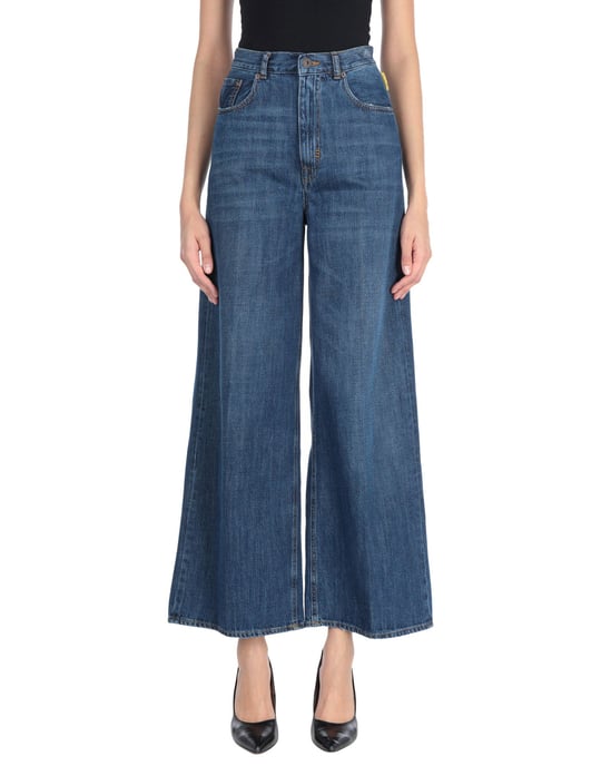 Meltin Pot Blue Cotton Cropped Wide Leg Jeans