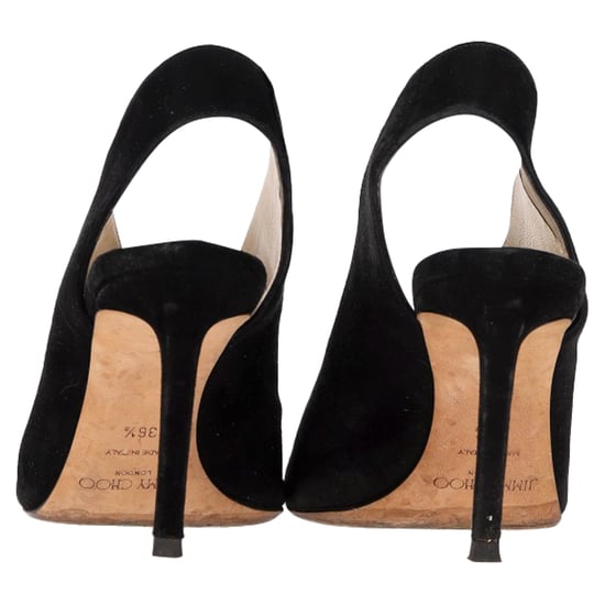 Jimmy Choo Shar 85 Peep-Toe Slingback Pumps in Black Suede - Image 4