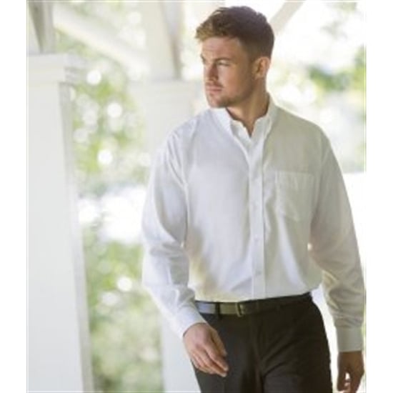 Russell Collection Mens Long Sleeve Easy Care Oxford Shirt (White) - Image 4
