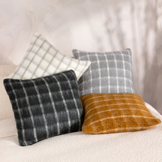 Yard Yarrow Check Faux Mohair Check Polyester Filled Cushion