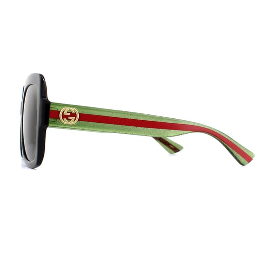Gucci Sunglasses GG0036S Black Green Glitter and Red Green