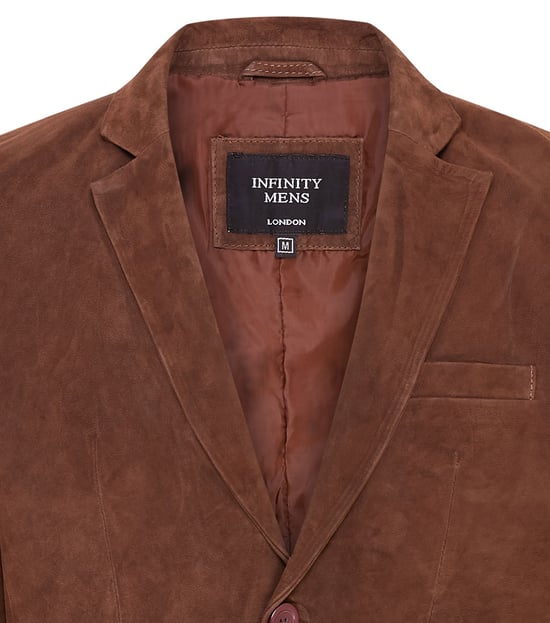 Mens Brown Slim Goat Suede Italian Blazer Jacket-Somero