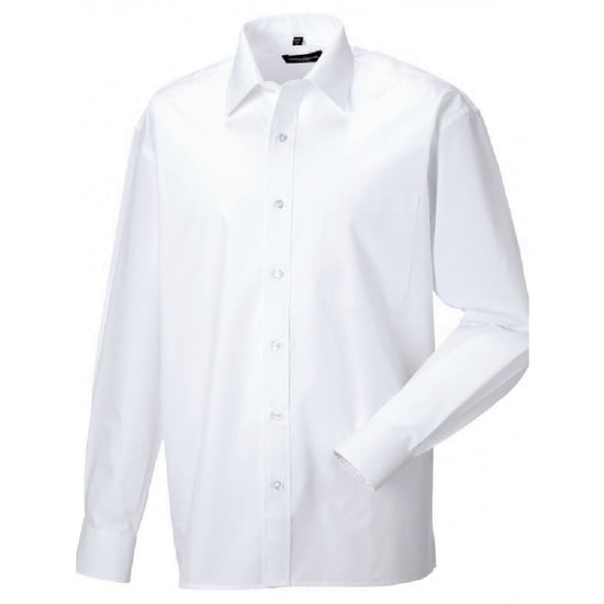 Russell Mens Long Sleeve Pure Cotton Work Shirt (White) - Image 3