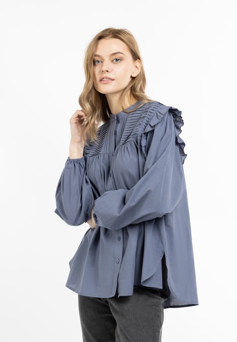 Dreimaster Bloes met lange mouwen teylon Dames Grijs-blauw - Image 3