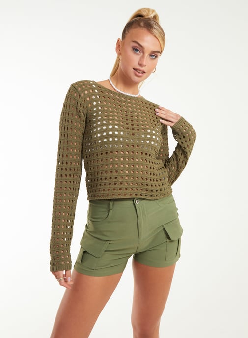 Long Sleeve Crochet Top