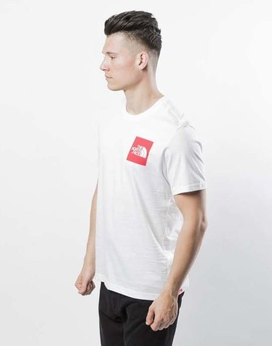 The North Face Men's Fine Short Sleeve T Shirt White/Red - Image 4