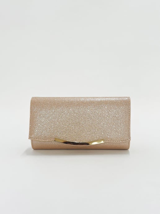 Glitter Envelope Clutch Bag in Champagne