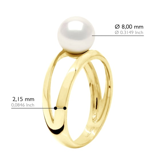 Ring - Geel Goud 375 - Echte Gecultiveerde Zoetwater Parel Rond 8-9 mm - Image 2