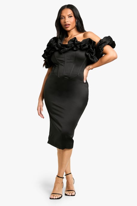 Plus Volume Off The Shoulder Midi Dress