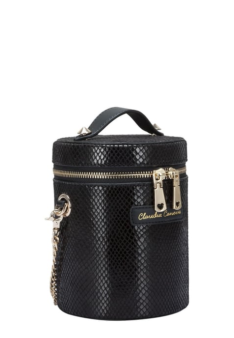 Cylinder Snake Print Cross Body Bag