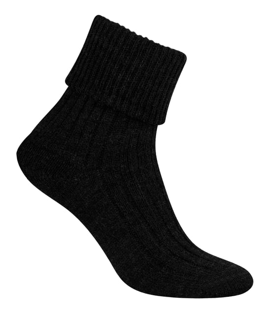 Womens Wool Bed Socks | Steven | Super Soft Cosy Lounge Sleep Socks - Black - Image 2
