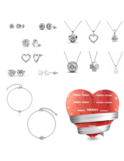 Heart Advent Calendar - 14 Jewels - Silver and Crystal - Image 2