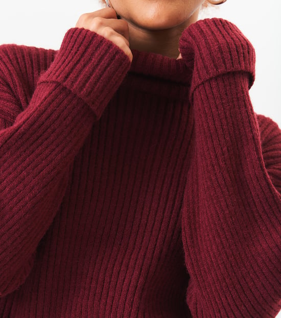 High Neck Chunky Knit Crop Jumper - Image 3