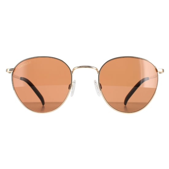 Serengeti Round Unisex Shiny Rose Gold Mineral Polarized Drivers Hamel