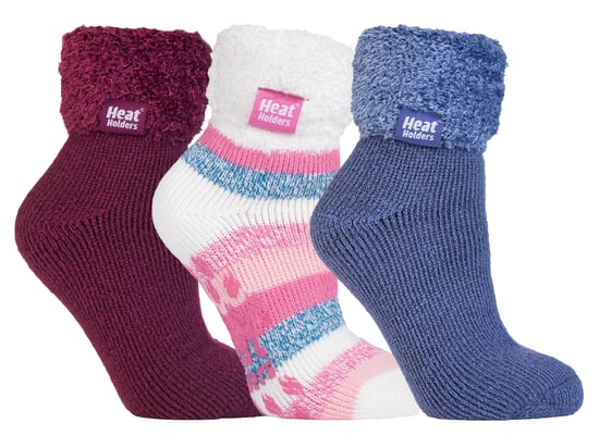 Kvinnliga fluffiga tofflor sängstrumpor med grepp | värmehållare | 3 par multipack | damer varma fleece fodrade halkfria strumpor | vintergåvor till henne - Förpackning 1 - Image 1