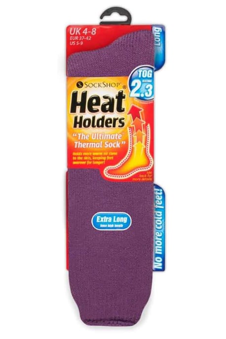 Ladies Extra Long Thermal Socks in Cerise and Wine by Heat Holders - Image 2