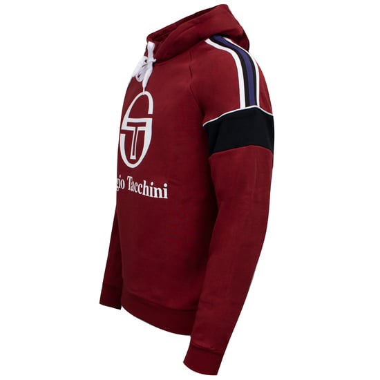 Sergio Tacchini Mens Dealtry Hoodie Graphic Logo Jumper Burgundy 38364 650
