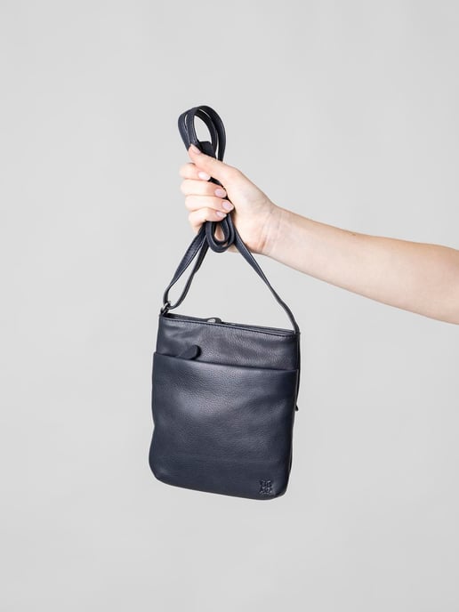 Lowther Leather Cross Body Bag in Navy