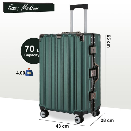 Hardshell Green Suitcase Set Robust 8 Wheel Luggage Cabin Case Bag