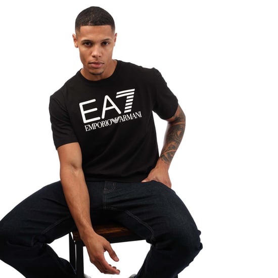 Men's Emporio Armani EA7 Ribbed Logo T-Shirt in Black