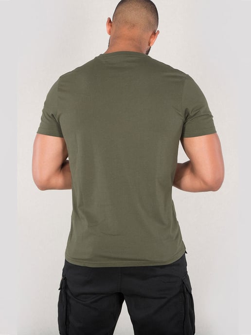 Alpha Industries Heren Basic T Klein logo in Olijf - Image 2