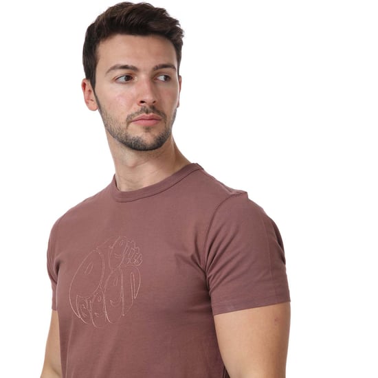 Men's Pretty Green Minoris Logo T-Shirt in Burgundy - Image 5