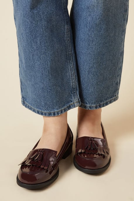 Dorothy Perkins Womens Loafer Flats Red Faux Leather Day to Night Spring Summer - Image 2