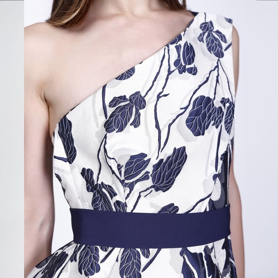 Bustierklänning i jacquard med blommor - Image 3