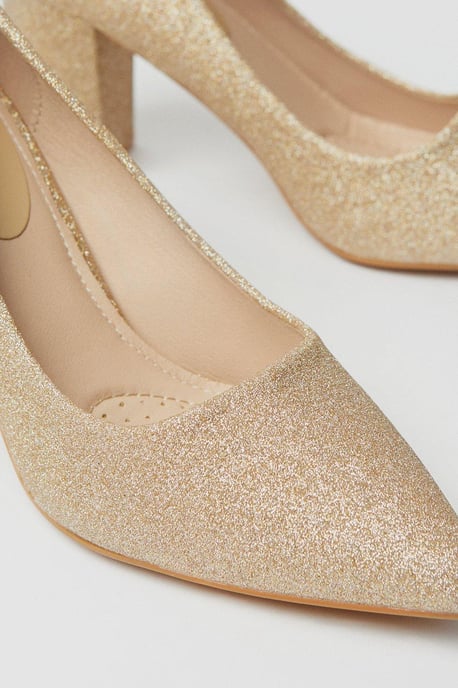 Blakely Glitter High Block Heel Pointed Court Shoes