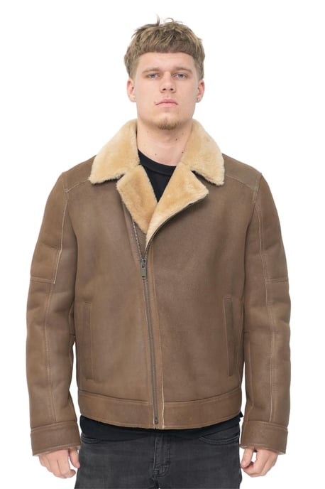 Mens Sheepskin Leather Biker Jacket-Bruma