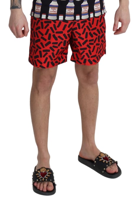 Dolce & Gabbana Herrars Röda Mönstrade Badshorts - Image 4