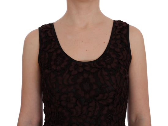 Dolce & Gabbana Bordeaux Floral Lace Ricamo Sheath Dress
