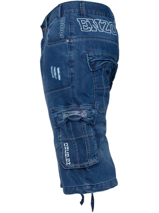 Enzo Heren Cargo Combat Denim Short - Image 3