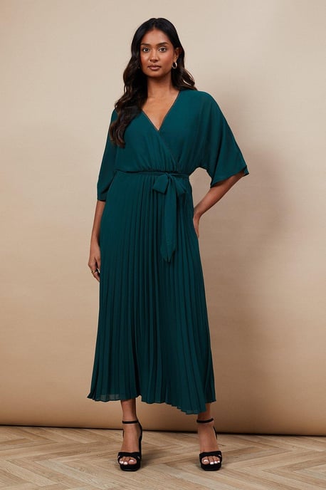 Occasion Kimono Sleeve Pleated Midi Dress - Image 1