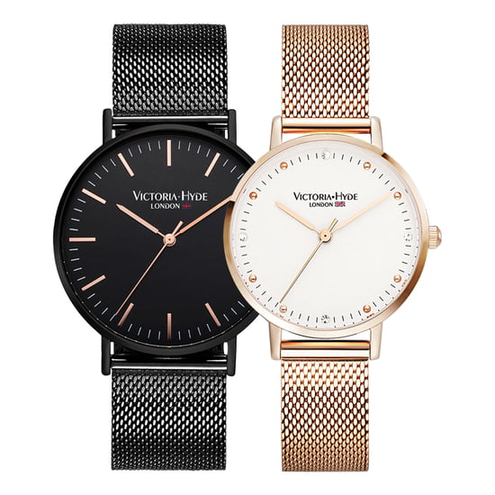 VICTORIA HYDE Couple Watches Gift Set Black Rose Gold - Image 1