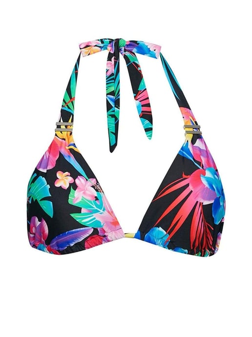 Bora Bora Soft Halter Triangle Top Black Tropical