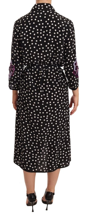 Dolce & Gabbana Kvinnors Svart Vit Kristall Paljetter Blommig Klänning - Image 3
