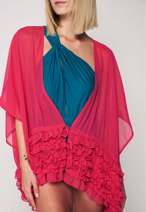 Herita Kimono met Ruches - Fuchsia - Image 2