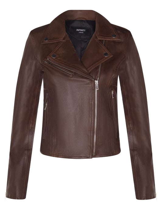 Classic Women's Brando Leather Biker Jacket from Loughton