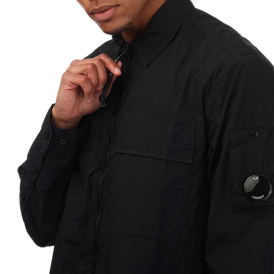 Men's C.P. Company Tayon L Ziped Shirt in Navy