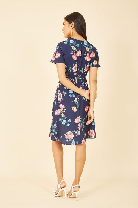 Navy Kimono Sleeve Skater Dress