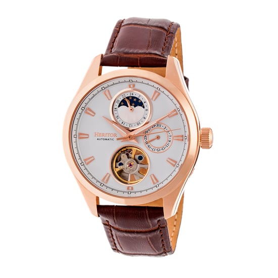 Heritor automatisch Sebastian semi-skelet lederen band horloge - Image 1