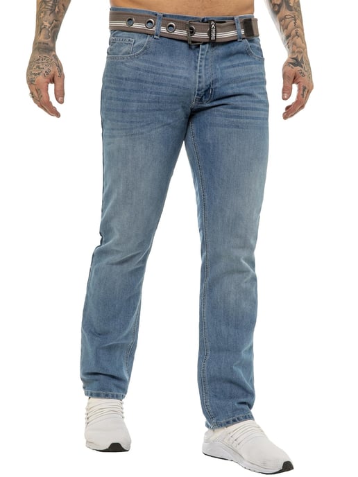Enzo | Heren Designer Regular Fit Denim Jeans -Lichtblauw - Image 3