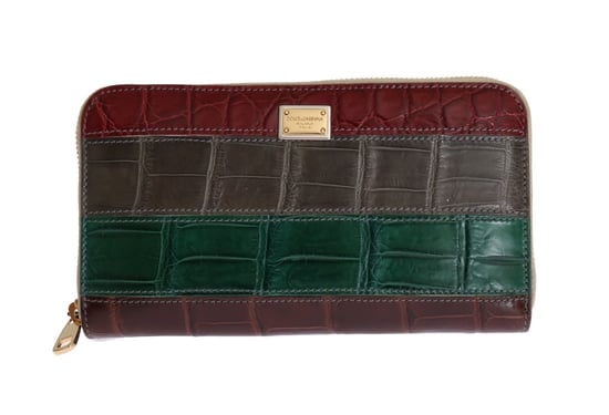 Dolce & Gabbana Multicolor Leather Crocodile Skin Continental Wallet