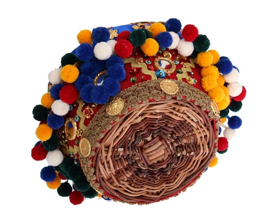 Dolce & Gabbana Multicolor AGNESE Straw Crystal Pom Pom Bag - Image 4