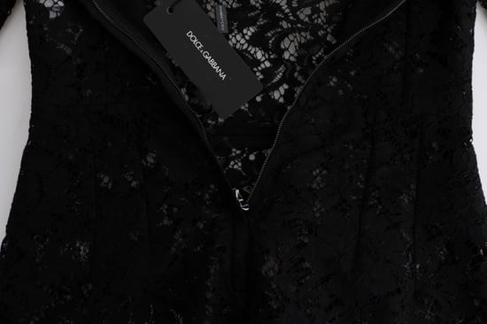Dolce & Gabbana Black Floral Lace Chamomile Sicily Dress - Image 4