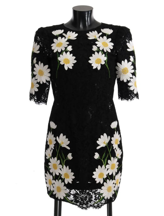 Dolce & Gabbana Black Floral Lace Chamomile Sicily Dress - Image 1